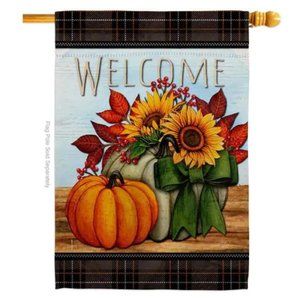 Pumpkin Bouquet Fall Ttime Harvest Autumn Floral Decor Flag House Flag 28" x 40"